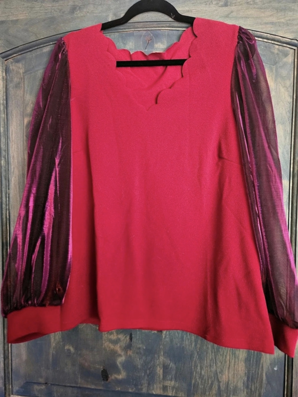 Pink Sheer Sleeve Blouse Like New